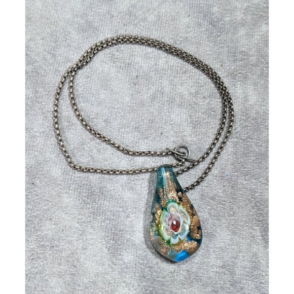 Floral Cottagecore Handblown Glass Pendant Necklace - Picture 8 of 8